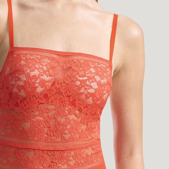 NWT Wolford Straight Laced Shaping Lace Bodysuit Red M C - Picture 3 of 8